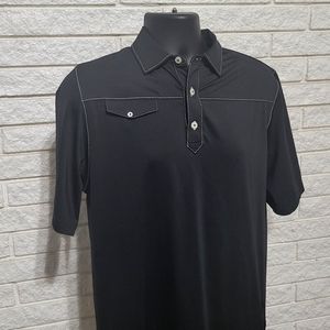 FJ Golf Mens Medium black athletic fit shirt logo